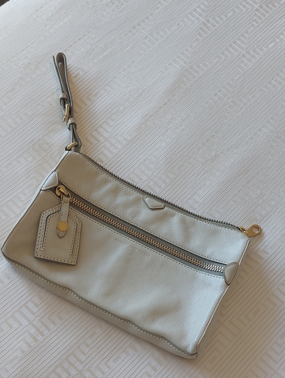 Marc by Marc Jacobs Leather Wristlet Clutch in Taupe
